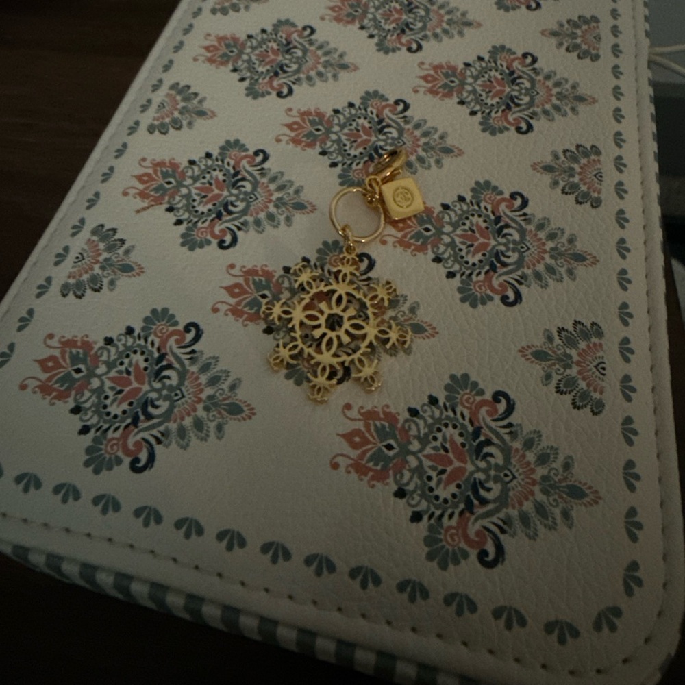 Chanel Gold Snowflake Keychain with Logo Charm